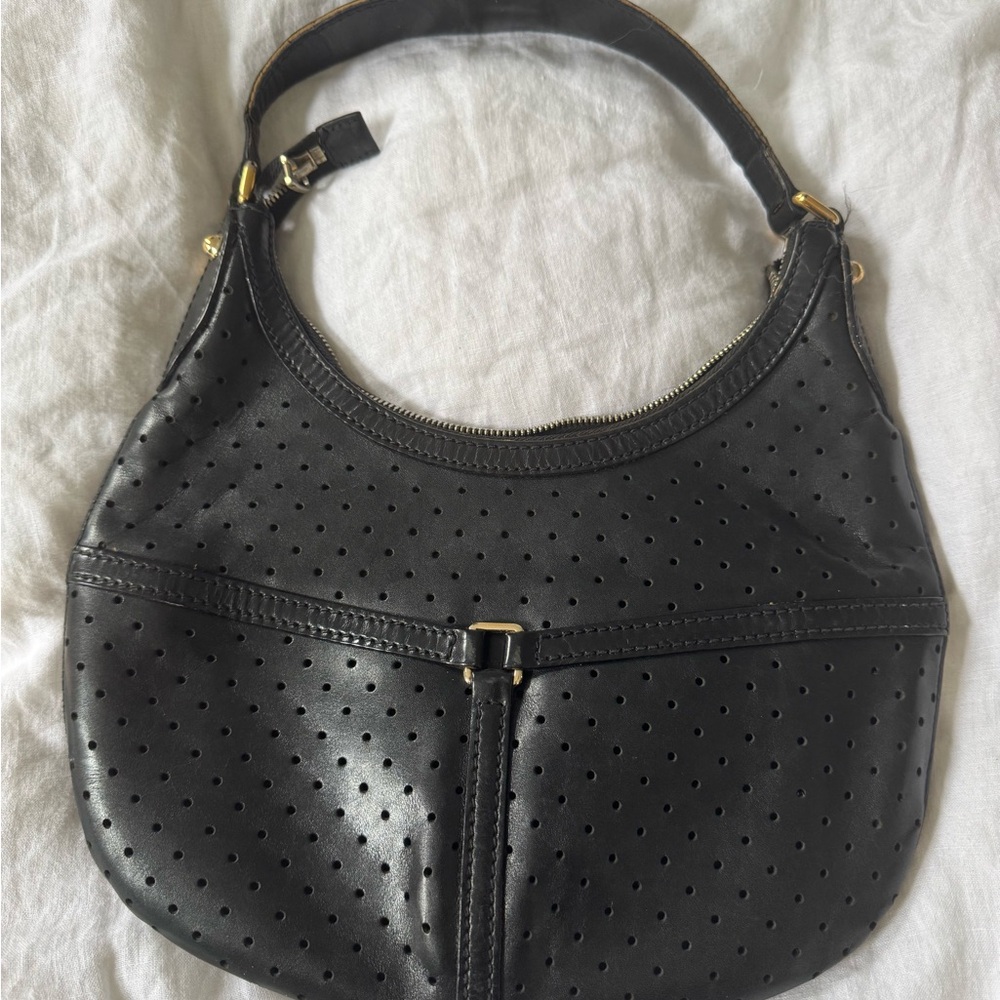 Gucci authentic Black Perforated Leather Amalfi Hobo Bag gold hardware - Picture 5 of 16